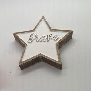 Rave White and Brown Star Decor with 'Brave' Inscription